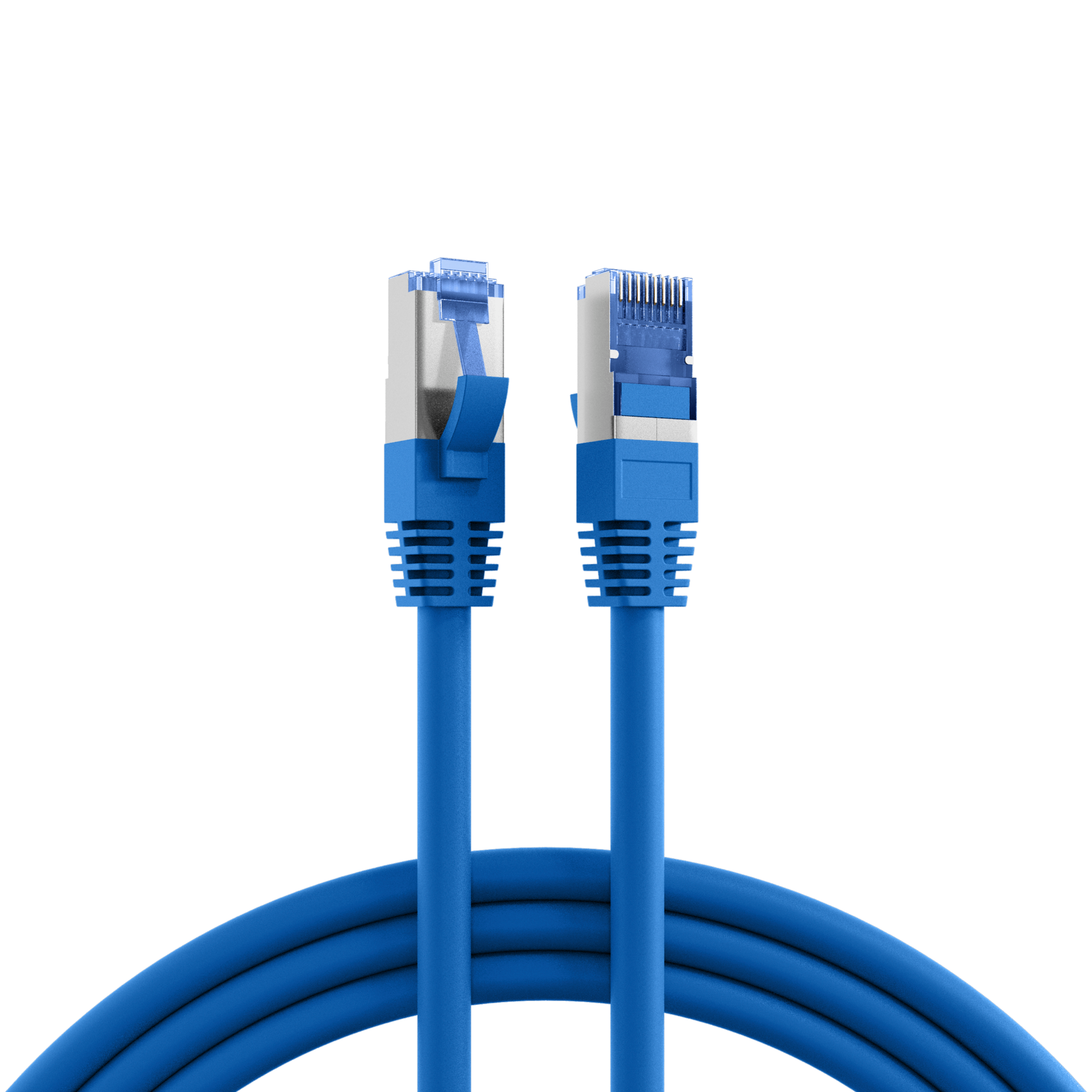 RJ45 Patchkabel Cat.6A S/FTP TPE Cat.7 Rohkabel blau 0,5m